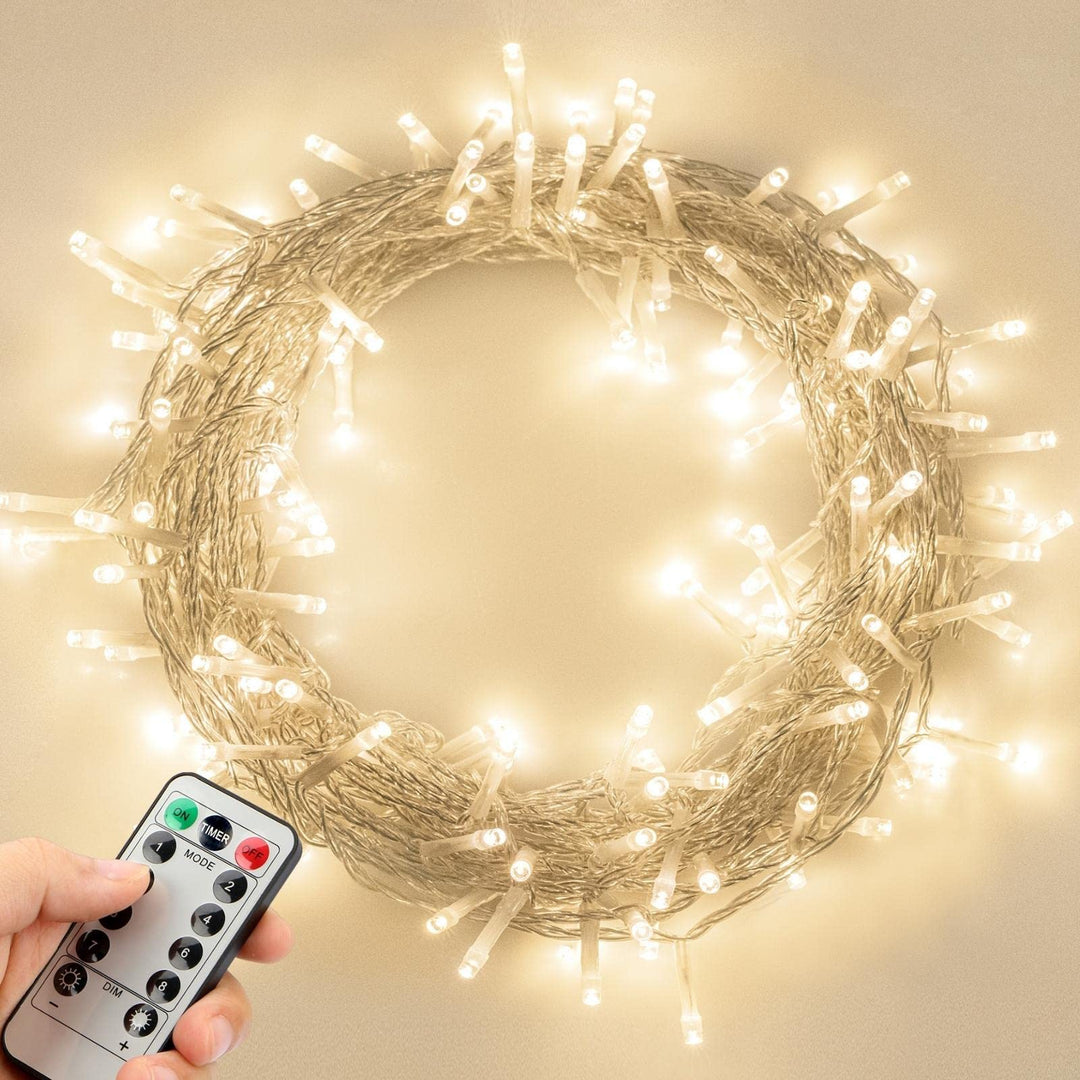 16ft String Lights 40 LED Remote (Timer Dimmable), Battery Operated Waterproof Fairy Lights with 8 Modes, Warm White