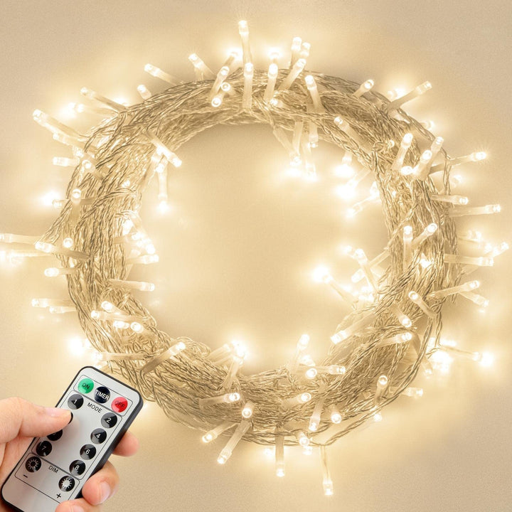 16ft String Lights 40 LED Remote (Timer Dimmable), Battery Operated Waterproof Fairy Lights with 8 Modes, Warm White