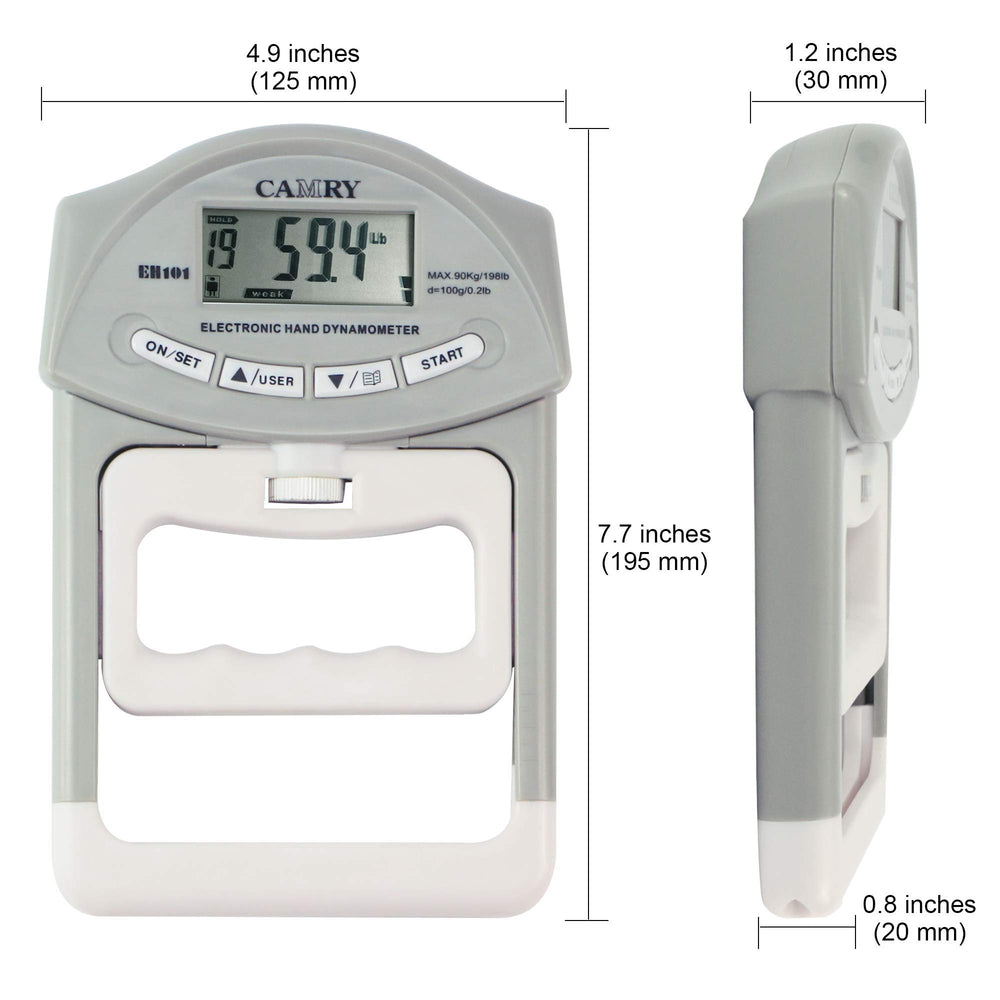 Digital Hand Dynamometer Grip Strength Measurement Meter Auto Capturing Electronic Hand Grip Power 198 Lbs / 90 Kg