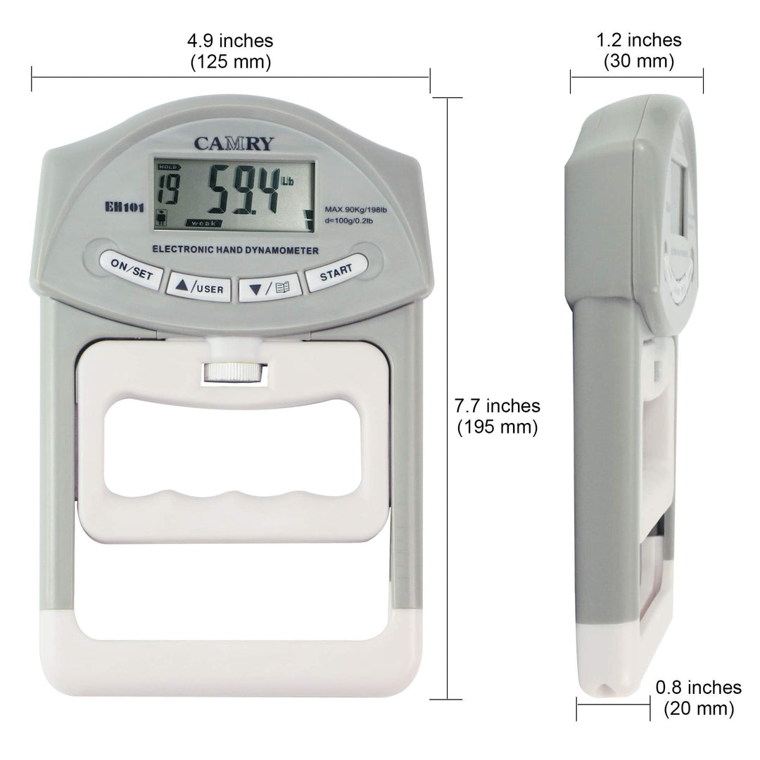 Digital Hand Dynamometer Grip Strength Measurement Meter Auto Capturing Electronic Hand Grip Power 198 Lbs / 90 Kg