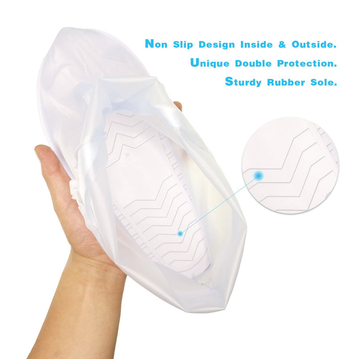 Rain Shoe Covers for Women Waterproof (White, L)