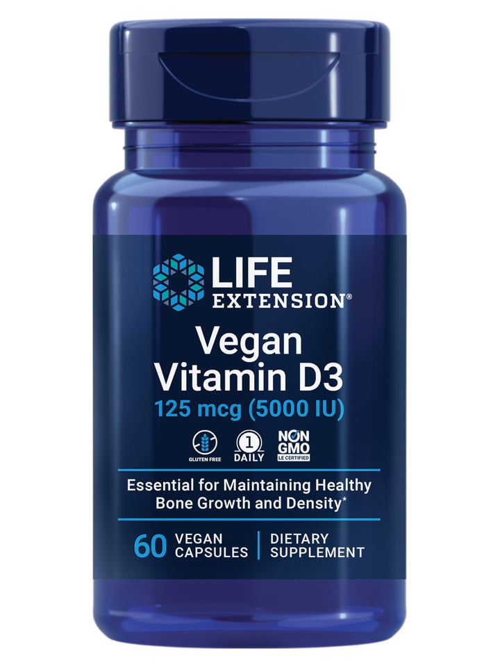 Vegan Vitamin D3, Joint/Bone Health, Immune Support, Non-GMO, Gluten Free, 60 Count
