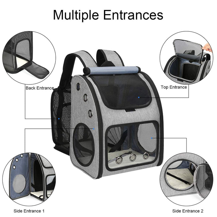 Expandable Pet Carrier Backpack for Cats, Dogs and Small Animals, Portable Pet Travel Carrier, Super Ventilated Design, Airline Approved, Ideal for Traveling/Hiking/Camping