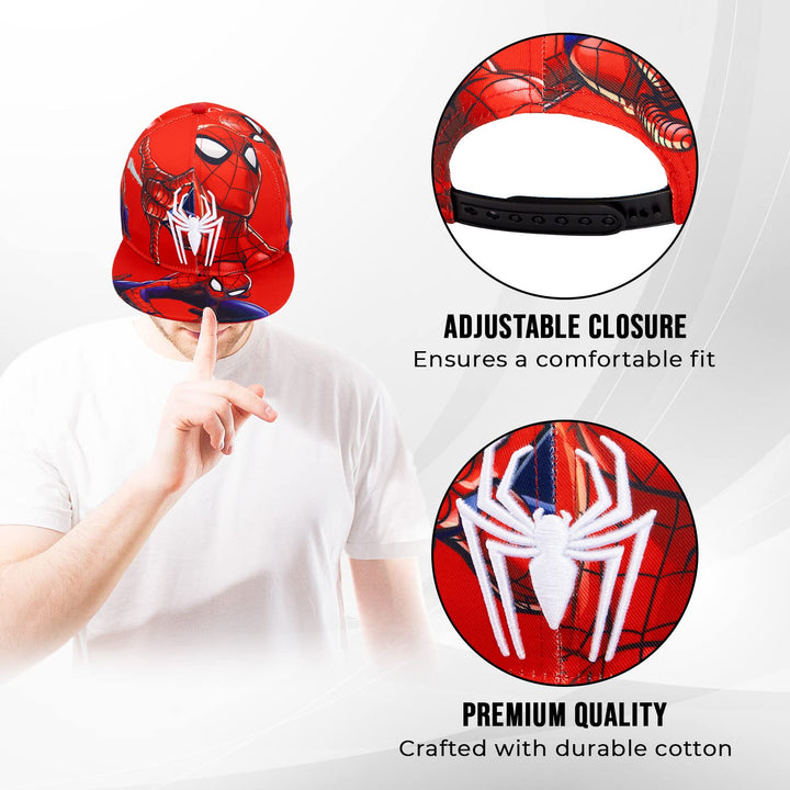 Comics Mens Spiderman Character Costume Embroidered/Printed Snapback Flatbrim Baseball Cap Hat