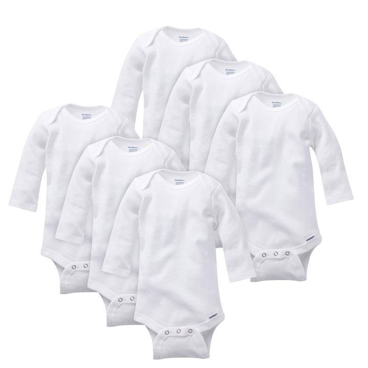 Unisex Baby Multi-Pack Long-Sleeve Onesies Bodysuit Mitten Cuff Sizes 6-Pack White 24 Months