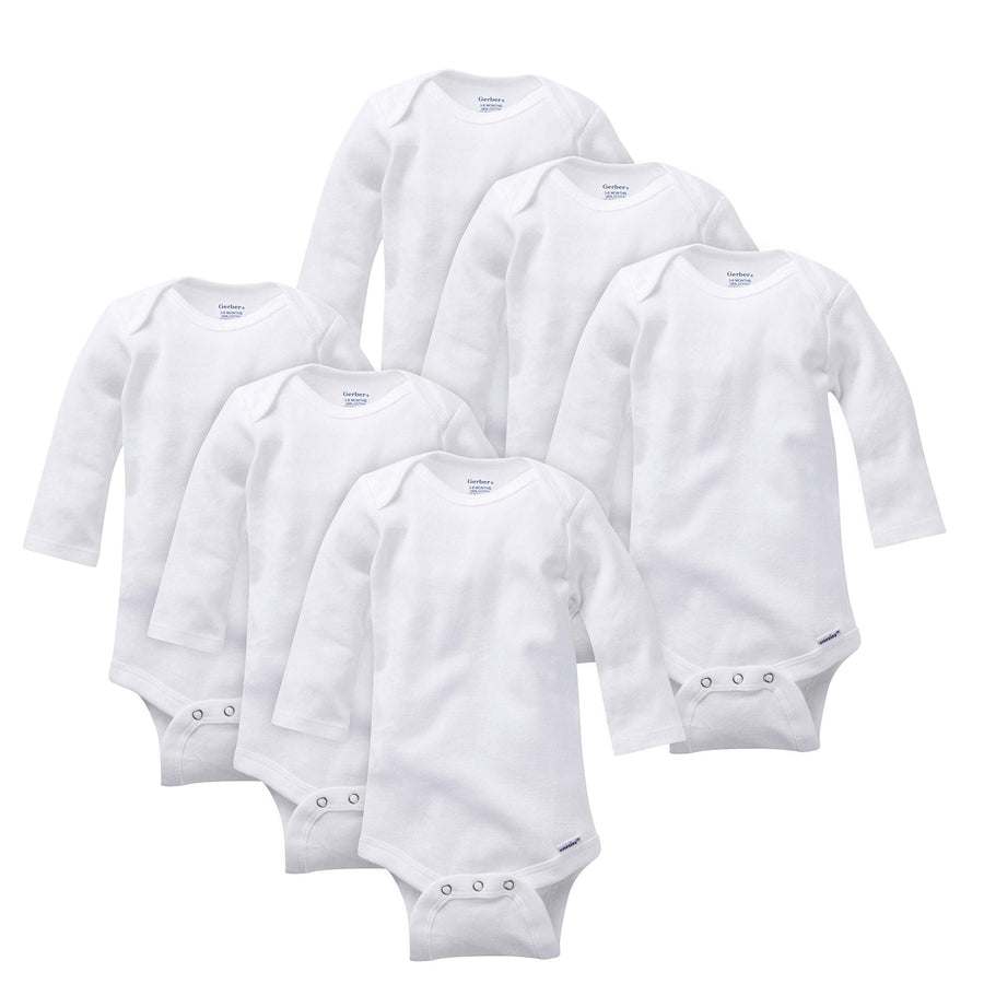 Unisex Baby Multi-Pack Long-Sleeve Onesies Bodysuit Mitten Cuff Sizes 6-Pack White 24 Months