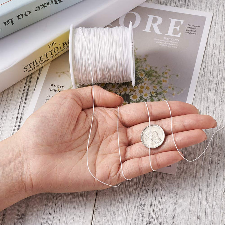 150 Yards White Nylon Beading String Cords 0.5mm Chinese Knotting Cord Braided Nylon Thread Wires for Kumihimo Knotting Wrapping Beading Macrame Bracelet Jewelry Making