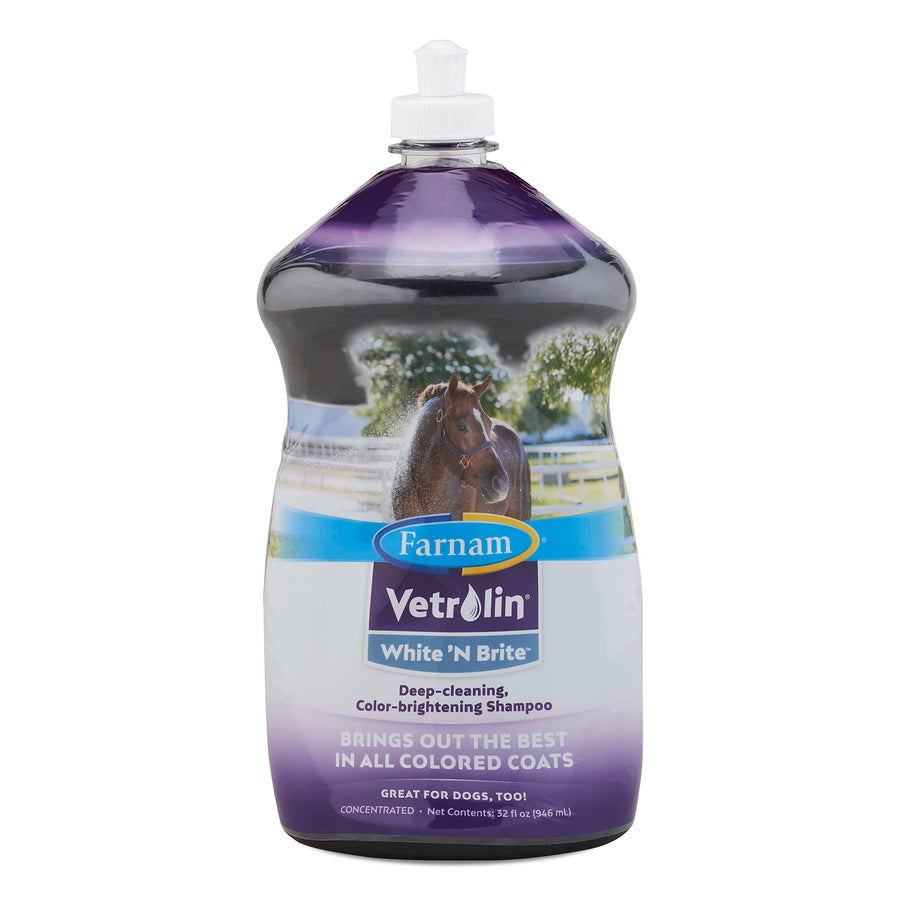 Vetrolin White ’N Brite Shampoo, Deep Cleaning and Color Brightening Shampoo for Horses and Dogs. 32 ounces