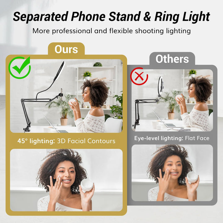 12 Large Ring Light with Stand and Phone Holder,LED Selfie Ring Light with Tripod Stand for Phone, Dimmable Circle Ligh with Bluetooth Remote for Tiktok/YouTube/Makeup/Photography/Vlog TRL-20