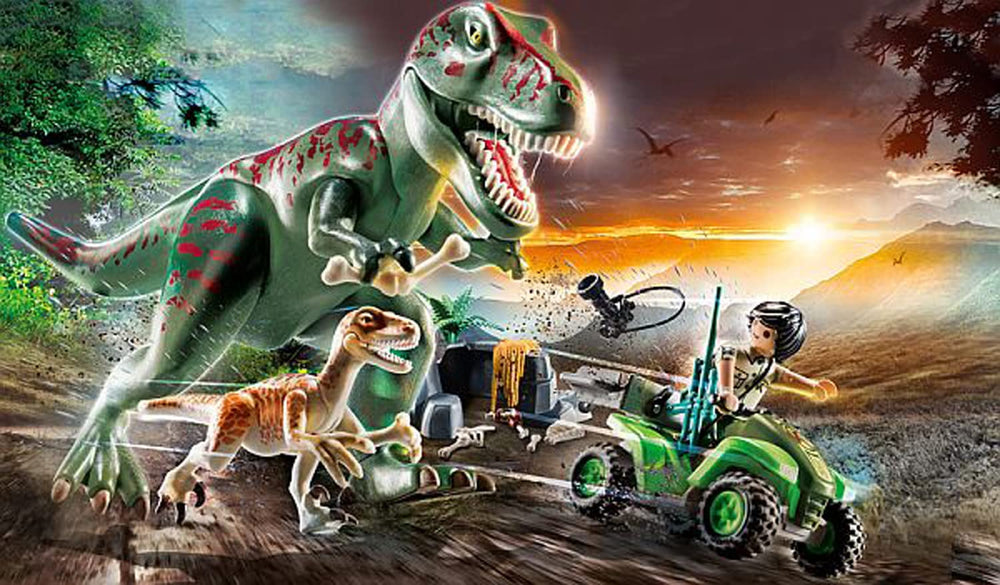 71183 Dinos T-Rex Attack with Raptor and Quad, Jurrasic World, Fun Imaginative Role-Play, PlaySets Suitable for Ages 5+
