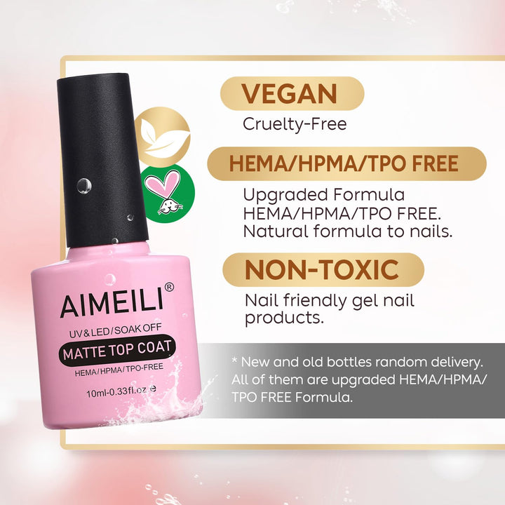 matte top coat : Soak Off UV LED Gel Nail Polish - No Wipe Matte Top Coat 10ml