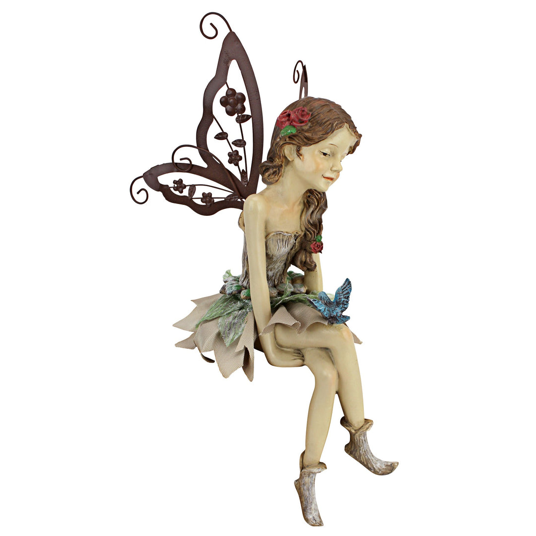 Fannie The Garden Fairy Sitting Statue, 12 Inch, Polyresin, Full Color