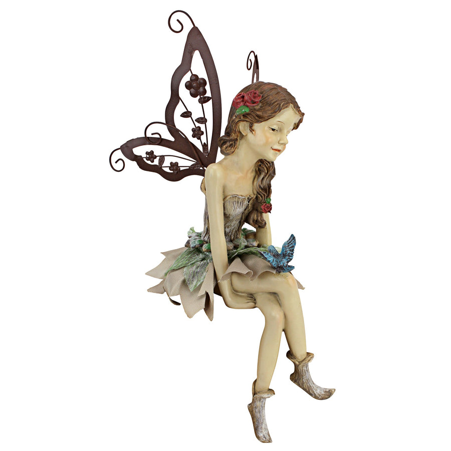 Fannie The Garden Fairy Sitting Statue, 12 Inch, Polyresin, Full Color