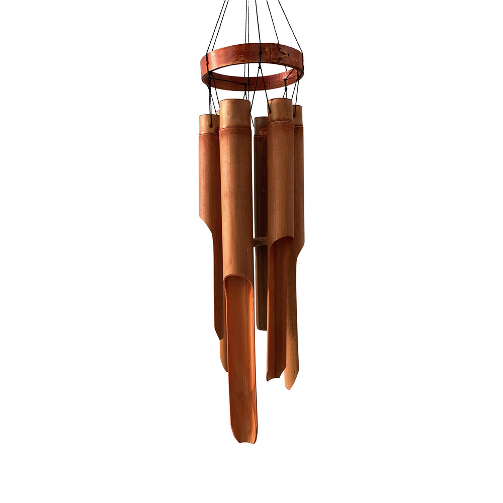 Classic Bamboo Wind Chimes with Circle Top, Wood Wooden Wind Chimes Outdoor, Deep Tone Soothing Sound (27)