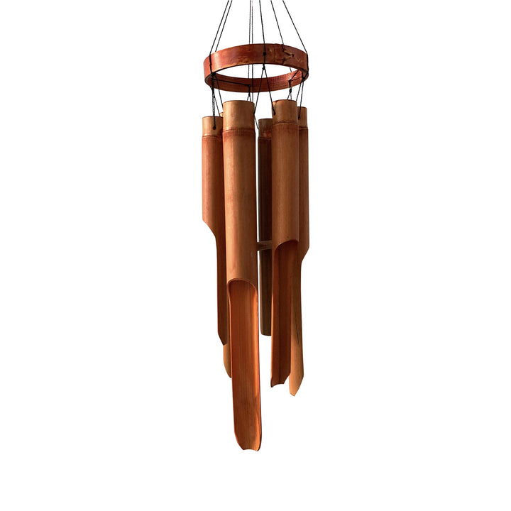 Classic Bamboo Wind Chimes with Circle Top, Wood Wooden Wind Chimes Outdoor, Deep Tone Soothing Sound (27)