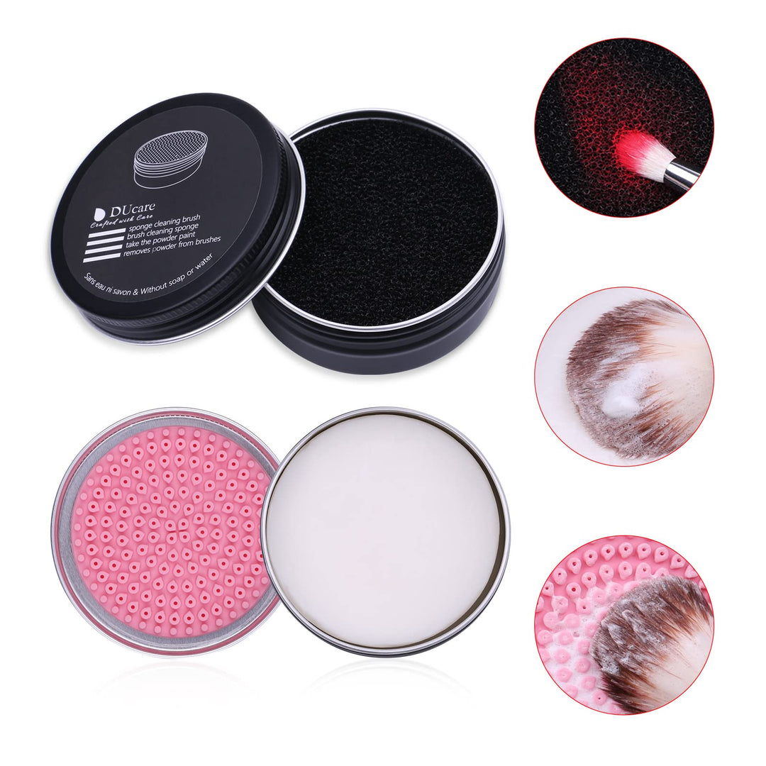 Makeup Brush Cleaner Makeup Brushes Solid Soap Cleanser with Color Removal Sponge Brush Cleaning Mat, Silicone Makeup Cleaning Cosmetic Cleaner Blenders Shampoo Removes Shadow Color