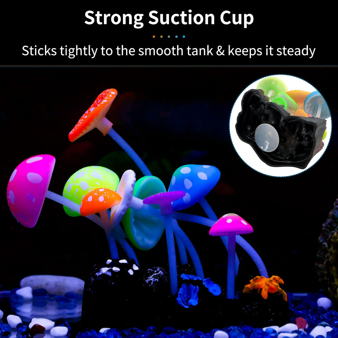 Glowing Effect Artificial Mushroom Aquarium Plant Decor Ornament Decoration for Fish Tank Landscape