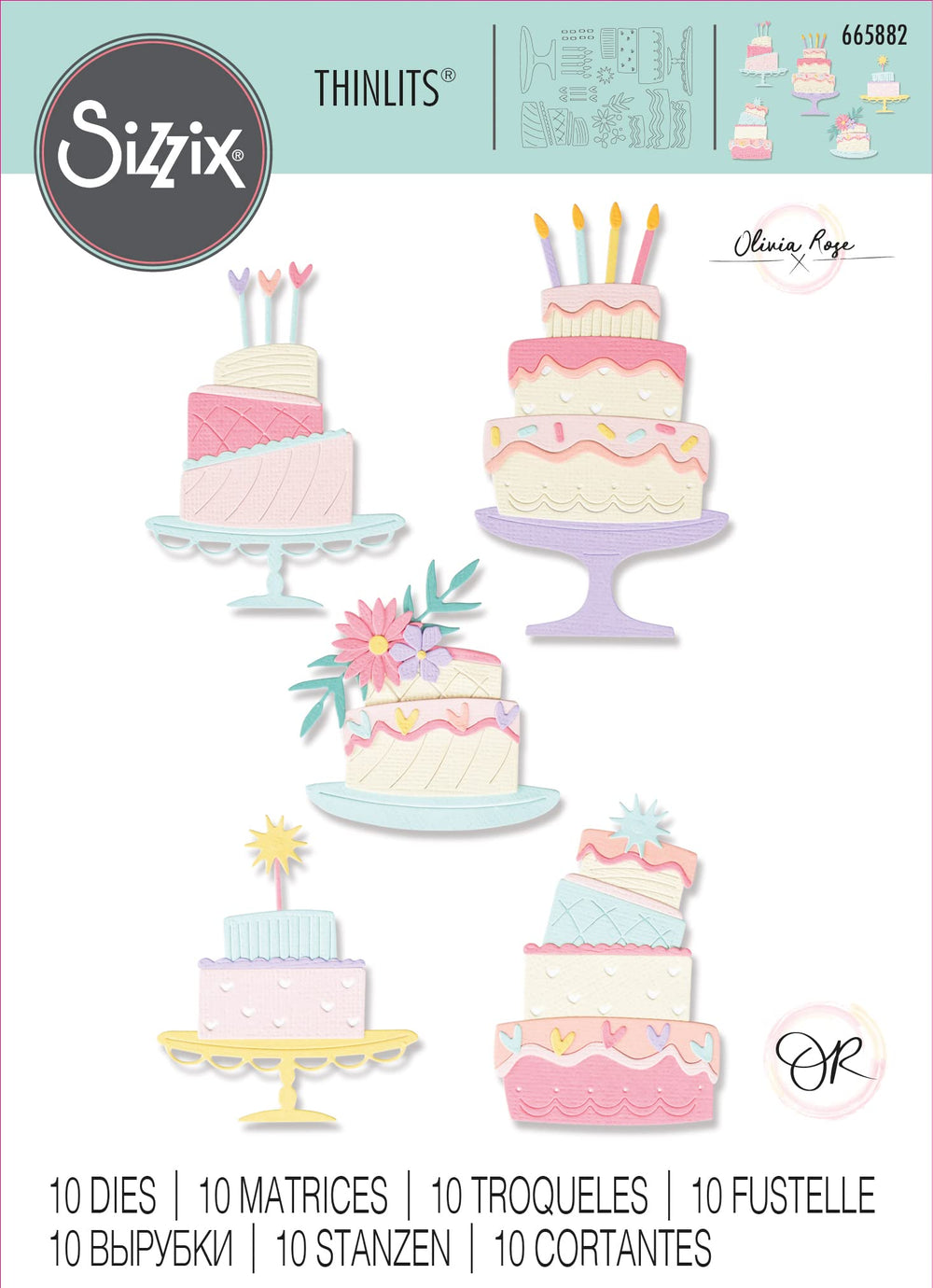 Thinlits Die Set 10PK Build a Cake by Olivia Rose | 665882 |Chapter 2 2022, Multicolor