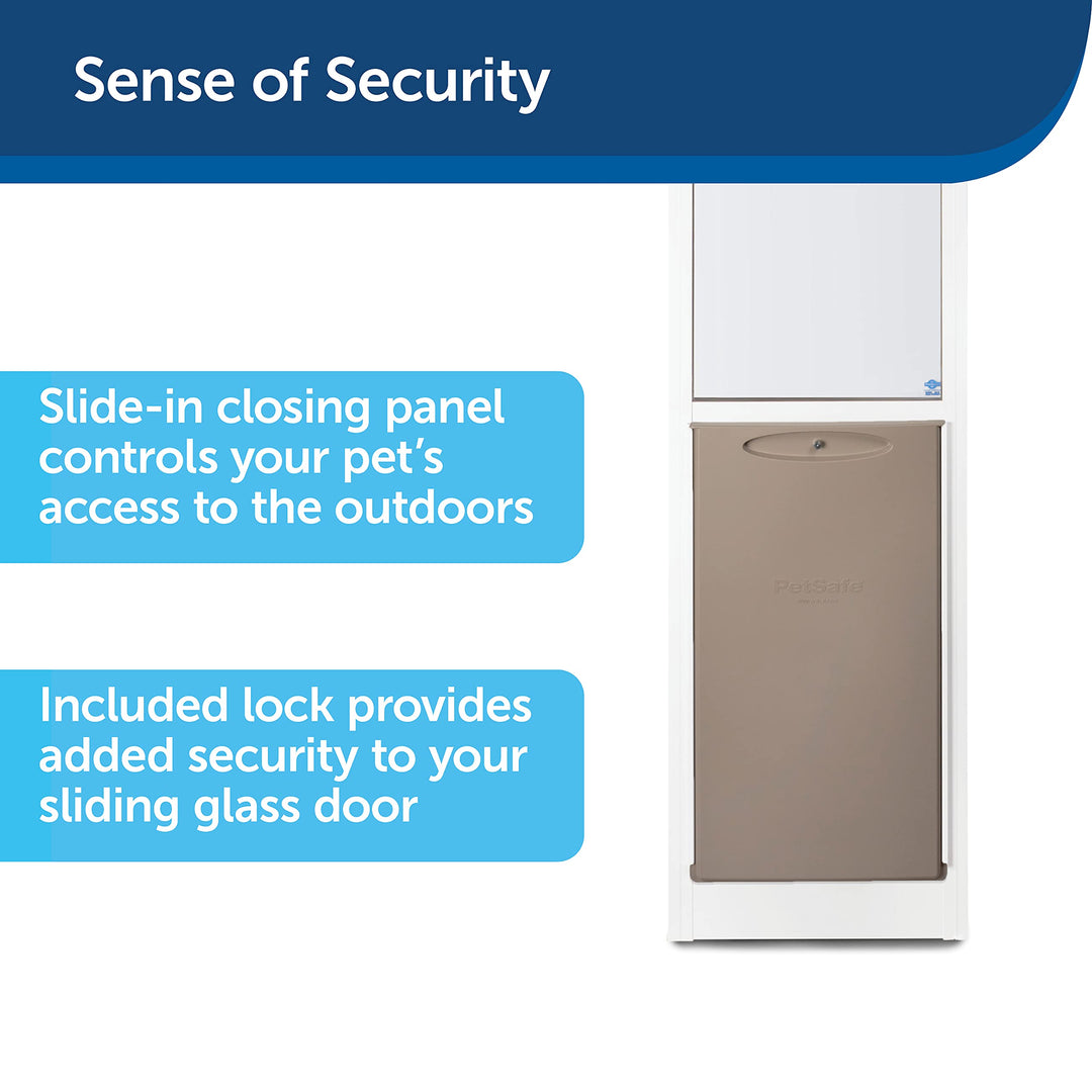 1-Piece Sliding Glass Pet Door for Dogs & Cats - Adjustable Height 75 7/8 to 80 11/16- Medium, Satin, No-Cut Install, Aluminum Patio Panel Insert, Great for Renters or Seasonal Installation