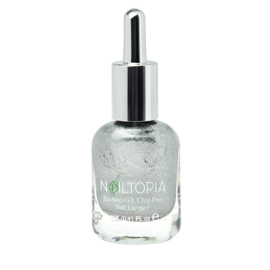 - Plant-Based Chip Free Nail Lacquer - Non Toxic, Bio-Sourced, Long-Lasting, Strengthening Polish - Dynasty (Shimmer Silver) - 0.41oz