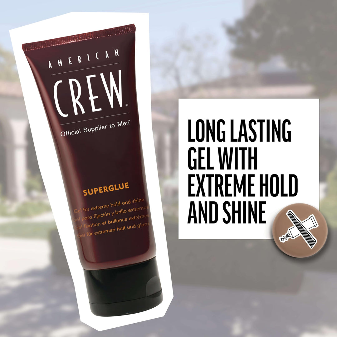 American Crew Men's Hair Gel, Extreme Hold & Shine, 3.3 Fl Oz