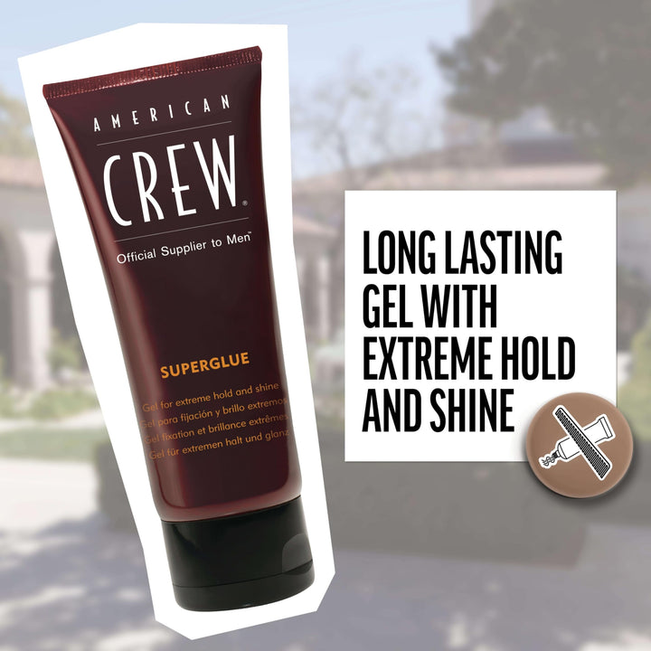 American Crew Men's Hair Gel, Extreme Hold & Shine, 3.3 Fl Oz