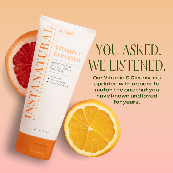 Vitamin C Cleanser Face Wash, Brightens and Reduces Signs of Aging, Fine Lines and Uneven Texture, with Coconut Water and Aloe Vera, 6.7 FL Oz