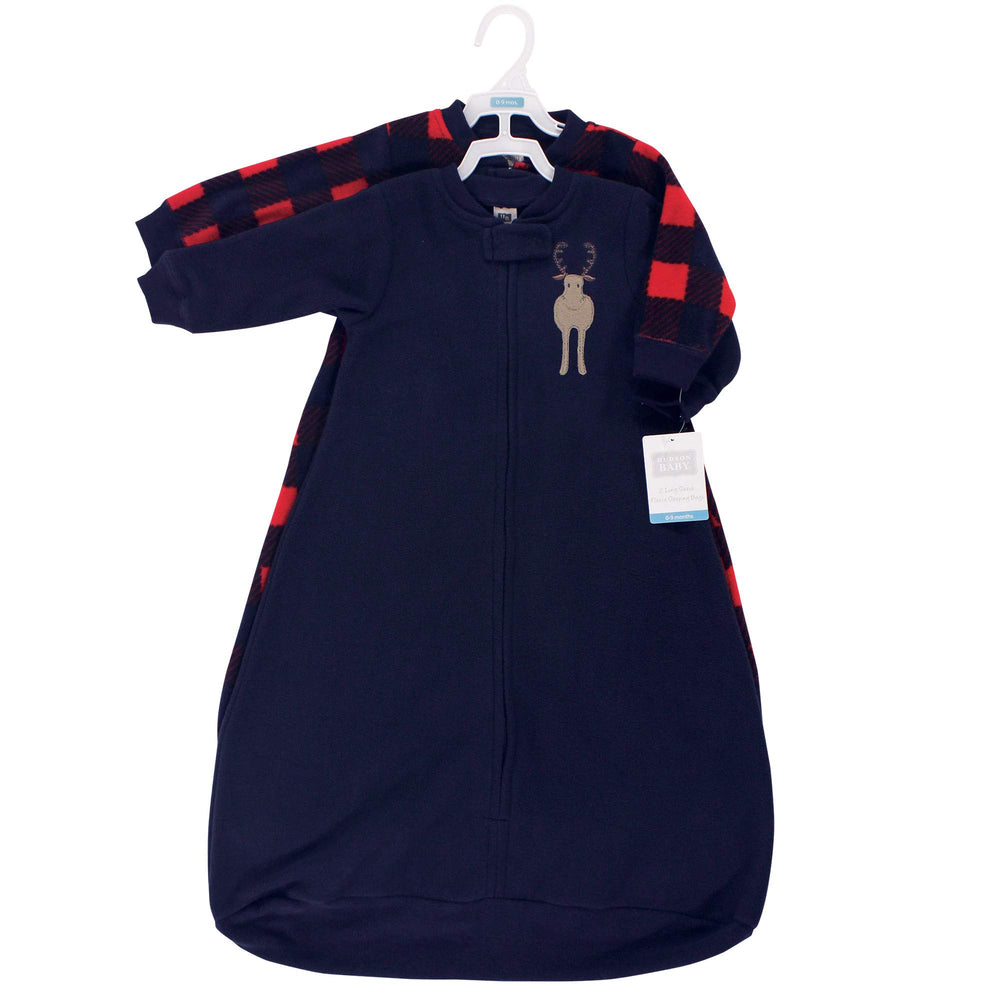 Unisex Baby Long-Sleeve Fleece Sleeping Bag, Forest Moose, 0-9 Months
