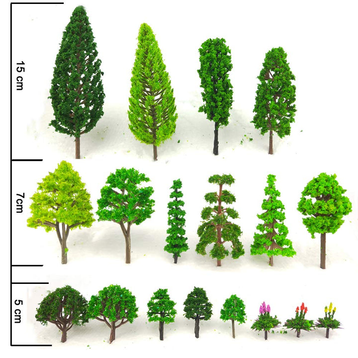 60 Pieces Model Trees 1.36-6 inch Mixed Model Tree Train Scenery Architecture Trees Fake Trees for DIY Crafts, Building Model, Scenery Landscape Natural Green