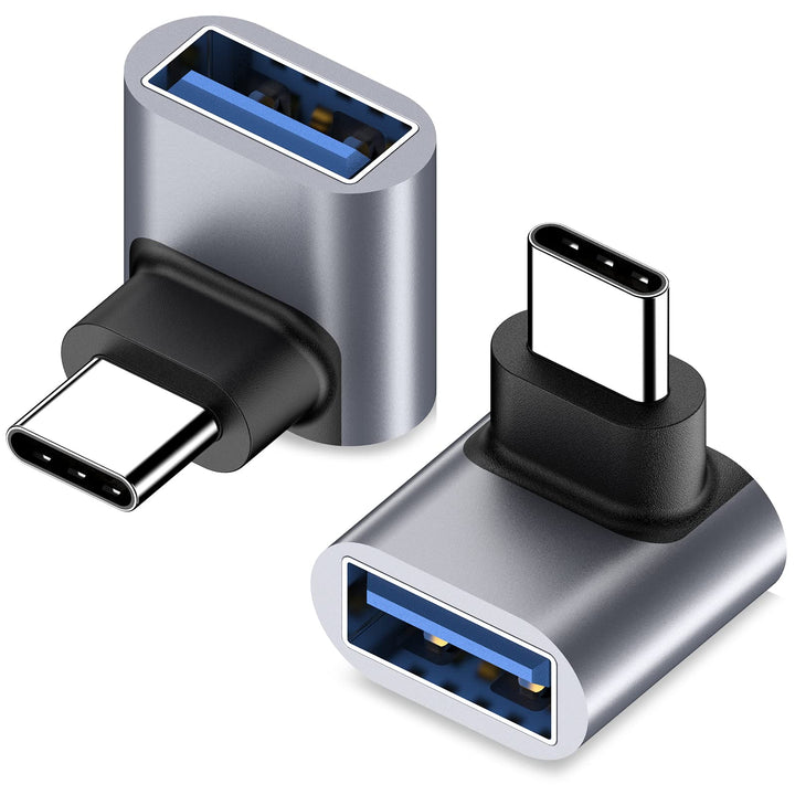 90 Degree USB to USB C Adapter 2 Pack, Up & Down Angled USB-C to USB Adapter,Thunderbolt 4/3 to USB Female Adapter Converter for MacBook Pro 2021,MacBook Air 2020,iMac, Dell XPS,Galaxy Book etc