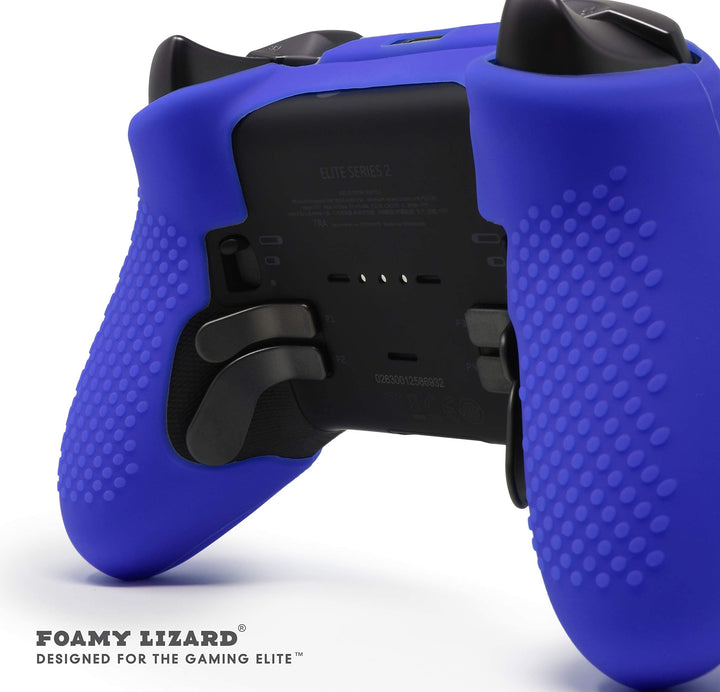 Elite Series 2 Studded Grip Skin for Xbox One Elite Series 2 Controller (NOT for Series X/S/Elite 1) - Sweat Free Silicone w/Flat Top Anti-Slip Studs + 8 QSX-Elite Thumb Grips (Blue)
