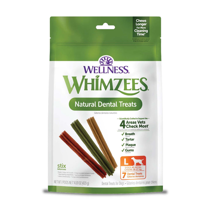 Wellness Stix Dog Dental Treats, Natural Chews, Large Size Stick, (7 Count)