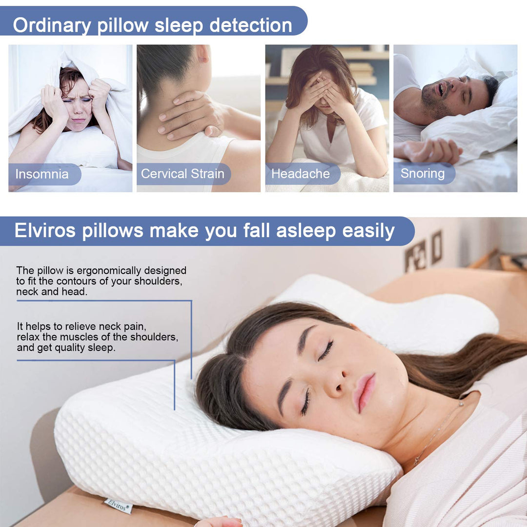 Cervical Pillow, Memory Foam Bed Pillows for Neck Pain Relief, Adjustable Ergonomic Orthopedic Contour Support Pillow for Sleeping, Back, Stomach, Side Sleeper (Dark Grey)