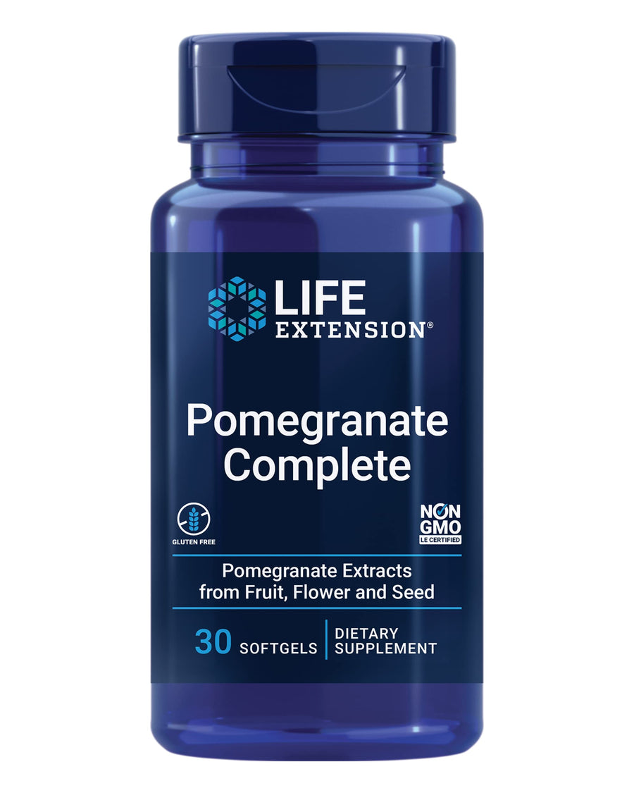Pomegranate Complete, Fruit Extract, Flower, Seed Oil Extract, Cardiovascular Health, antioxidant Support, superfood Supplement, Gluten Free, Non-GMO, 30 softgels