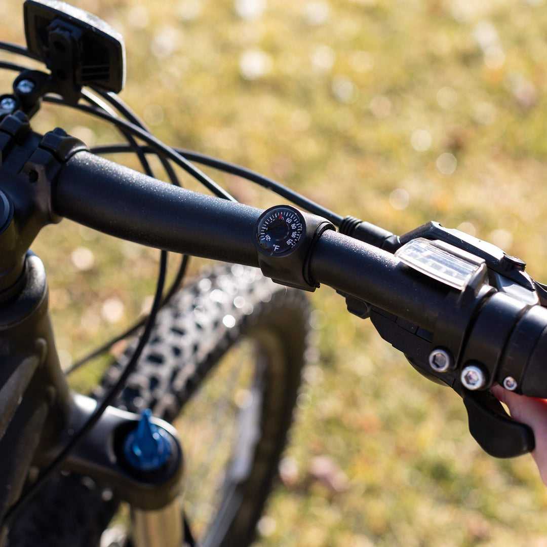 Clip-on Bike Thermometer | Bicycle Handlebar Temperature Gauge and Cycling Accessory | Rugged Handle Bar Thermometer for Bikes, Motorcycle, ATV, or Snowmobile