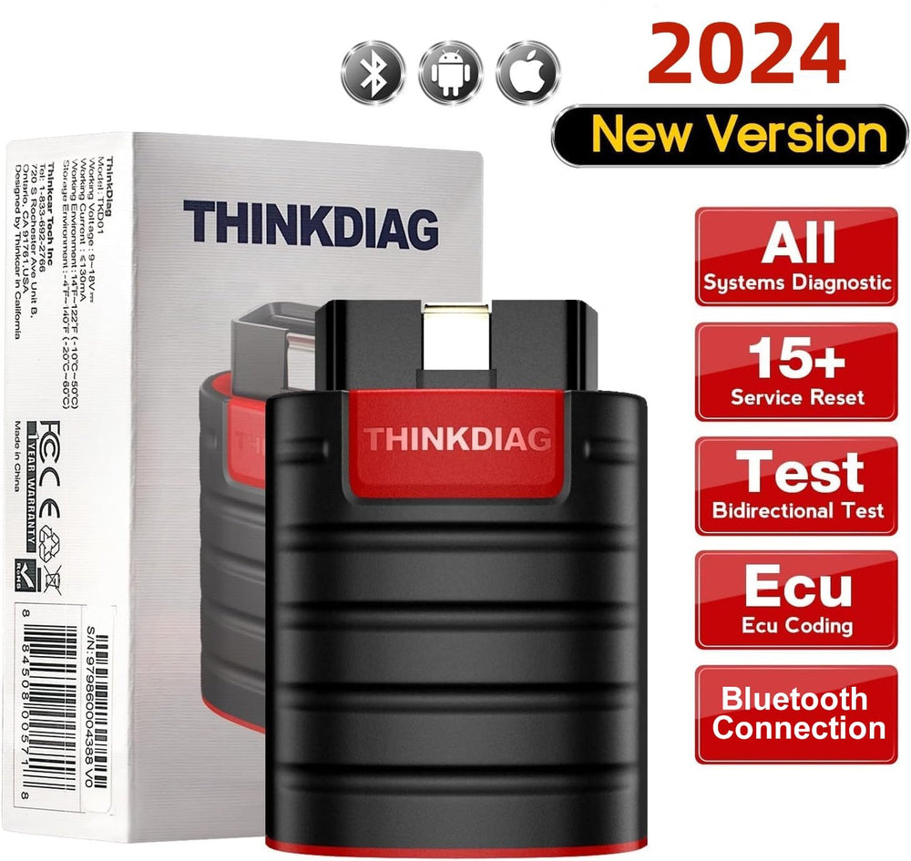 Thinkdiag OBD2 Scanner Bluetooth, All System Bidirectional scan Tool OE Level Diagnostic Tool with ECU Coding,15+ Service Functions, FCA AutoAuth, All Software 1 Year Update fits for iPhone & Android