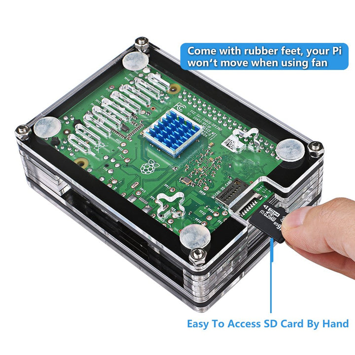 Raspberry Pi 3 B+ Case with Fan Cooling Pi 3B Case with 3 Pcs Heat-Sinks 5V 3A Power Supply for Raspberry Pi 3 B+ (B Plus) 3B (No Raspberry Pi Board)