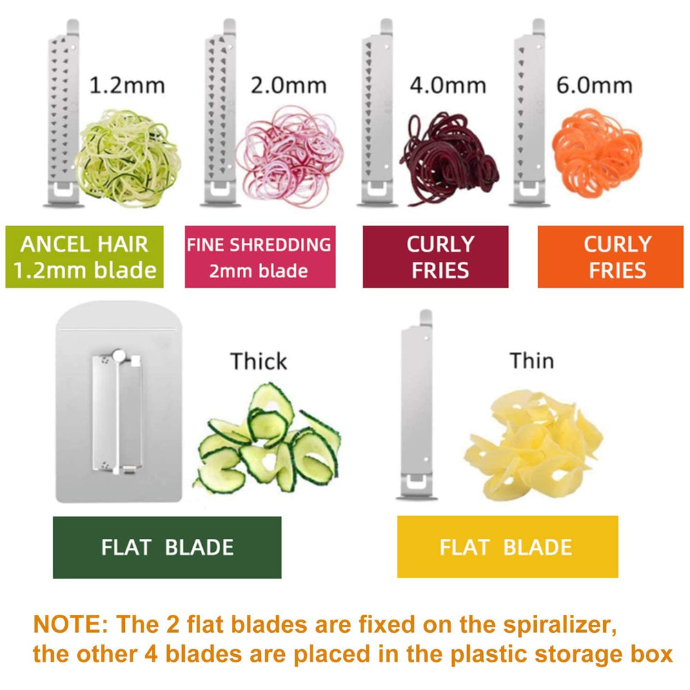 6-Blade Vegetable Spiralizer Spiral Slicer Veggie Pasta Spaghetti Maker for Healthy Low Carb/Paleo/Gluten - 304 Food Stainless Steel Body