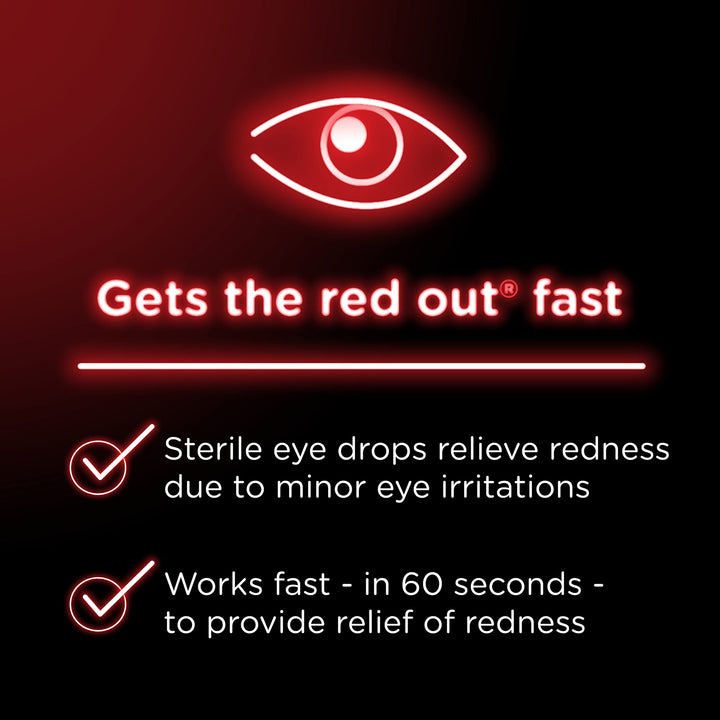Red Eye Comfort Redness Relief Eye Drops to Help Relieve Red Eyes Due to Minor Eye Irritations Fast, Tetrahydrozoline HCl, 0.5 fl. oz