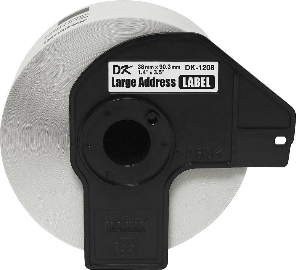 , Die-Cut Large Address Labels, DK-1208, Genuine Labels, Long Lasting Reliability, Die-Cut Large Address Paper Labels, 400 Labels per Roll, (1) Roll per Box