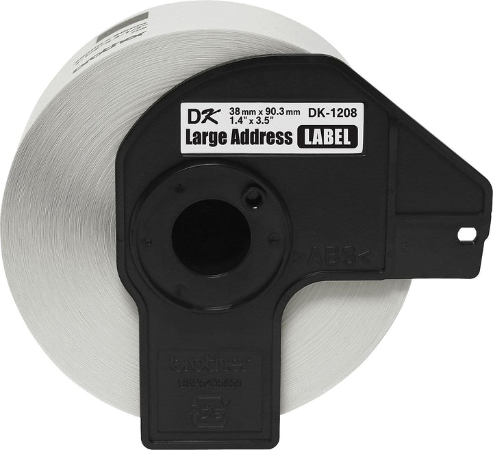 , Die-Cut Large Address Labels, DK-1208, Genuine Labels, Long Lasting Reliability, Die-Cut Large Address Paper Labels, 400 Labels per Roll, (1) Roll per Box