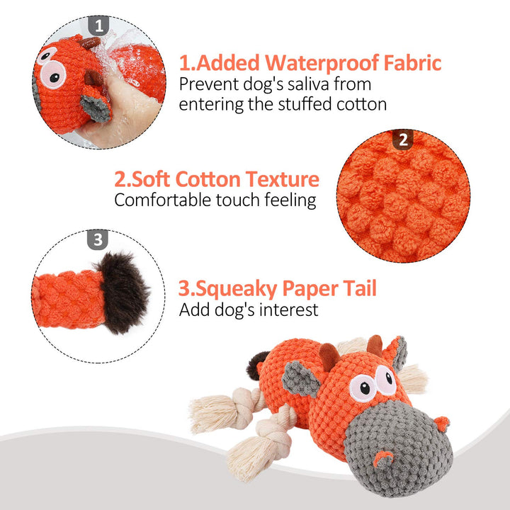 Dog Plush Toy for Large Aggressive Chewers,Indestructible Dog Squeaky Toys,Stuffed Animals Toys with Cotton Material and Crinkle Paper,Durable Chewing Toys