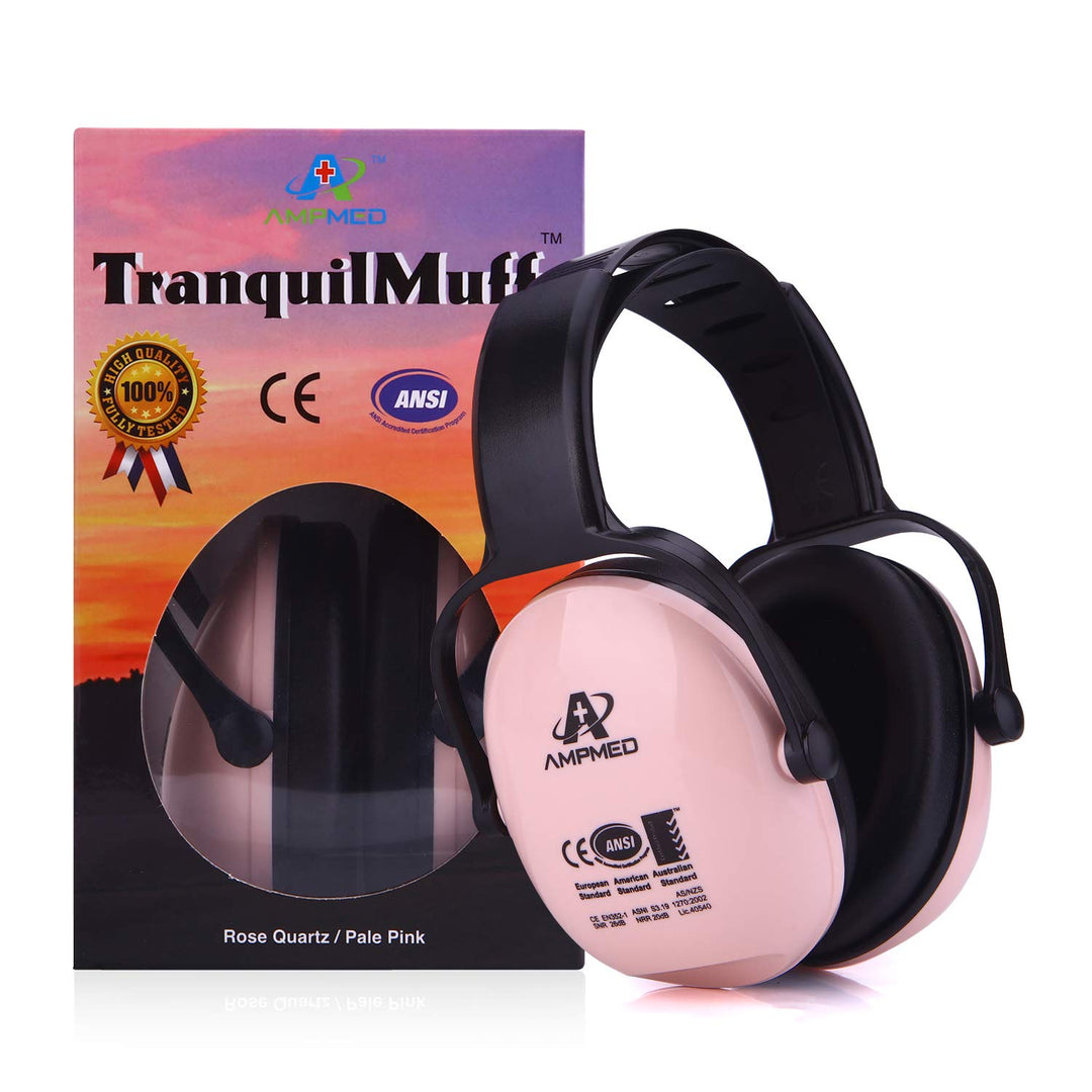 Hearing Protection Earmuff for Toddlers Kids Teens Adults - American ANSI, European CE, and Australian Standards Certified - Pink