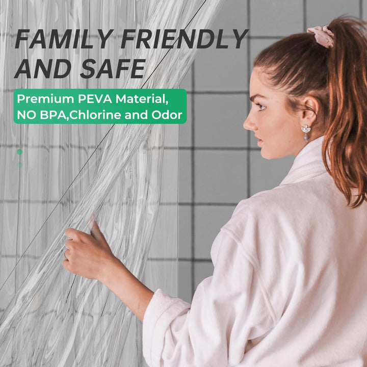 Plastic Shower Curtain Clear Premium PEVA, Clear Shower Curtain Heavy Duty 8G, Weighted Shower Curtains for Bathroom Accessories with 3 Big Stones and 12 Rustproof Grommets, 72x72 Inches