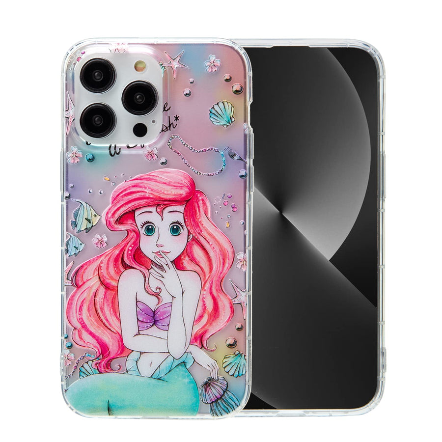 iPhone 13 Pro Max 6.7 Ariel Princess Case, Cute Cartoon TPU Clear Protective Cover for Girls & Women
