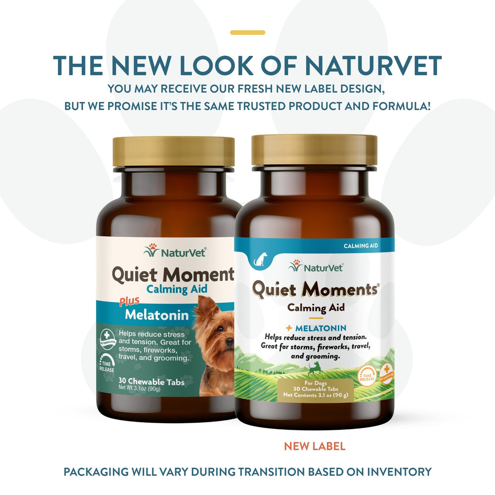 Quiet Moments Calming Aid Melatonin Dog Supplement – Helps Reduce Stress in Dogs – for Pet Storm Anxiety, Motion Sickness, Grooming, Separation, Travel – 30 Ct. Tablets