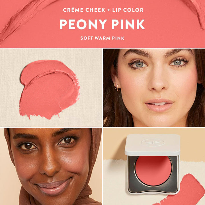 2-in-1 Creme Cheek Blush + Lip Color | EWG Verified, Vegan + Cruelty Free | Peony Pink, .1 oz