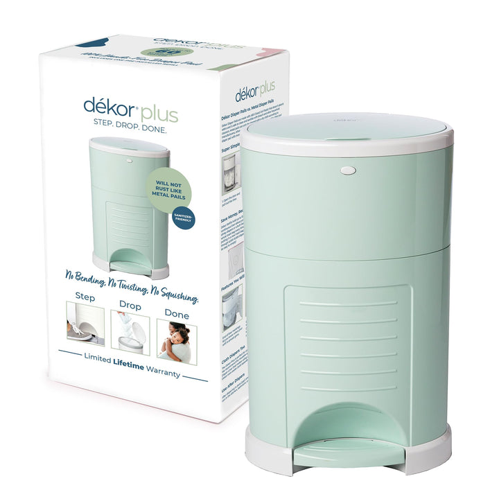 Plus Hands-Free Diaper Pail | Soft Mint | Easiest to Use | Just Step – Drop – Done | Doesn’t Absorb Odors | 20 Second Bag Change | Most Economical Refill System |Great for Cloth Diapers