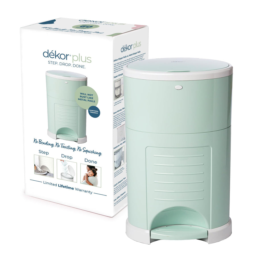 Plus Hands-Free Diaper Pail | Soft Mint | Easiest to Use | Just Step – Drop – Done | Doesn’t Absorb Odors | 20 Second Bag Change | Most Economical Refill System |Great for Cloth Diapers