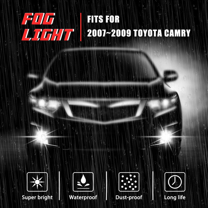 Driving Fog Lights Lamps Replacement for Toyota Camry 2007 2008 2009 with H11 12V 55W Halogen Bulbs & Universal Switch and Wiring Kit (Clear Lens)